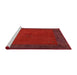 Serging Thickness of Machine Washable Contemporary Red Rug, wshcon2791