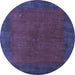 Round Abstract Blue Contemporary Rug, con2791blu