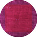 Round Abstract Pink Contemporary Rug, con2791pnk