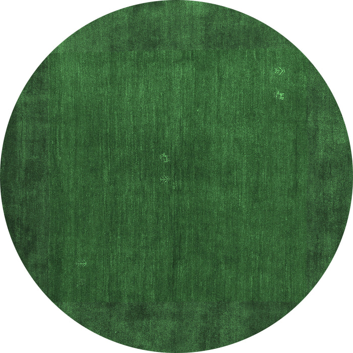Round Machine Washable Abstract Emerald Green Contemporary Area Rugs, wshcon2791emgrn
