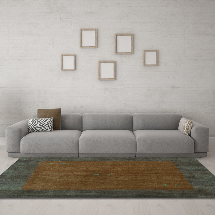 Machine Washable Abstract Turquoise Contemporary Area Rugs in a Living Room,, wshcon2791turq