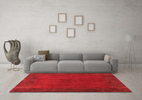 Machine Washable Abstract Red Contemporary Rug, wshcon2791red