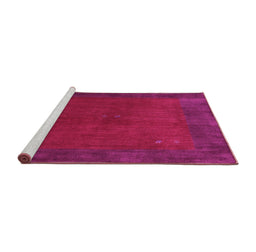 Sideview of Machine Washable Abstract Pink Contemporary Rug, wshcon2791pnk