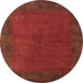 Round Abstract Brown Contemporary Rug, con2791brn