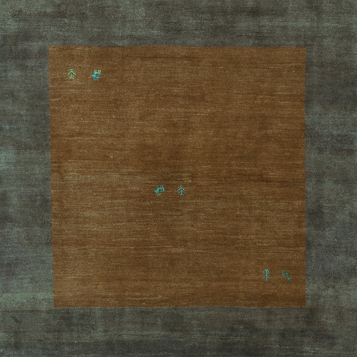 Square Abstract Turquoise Contemporary Rug, con2791turq