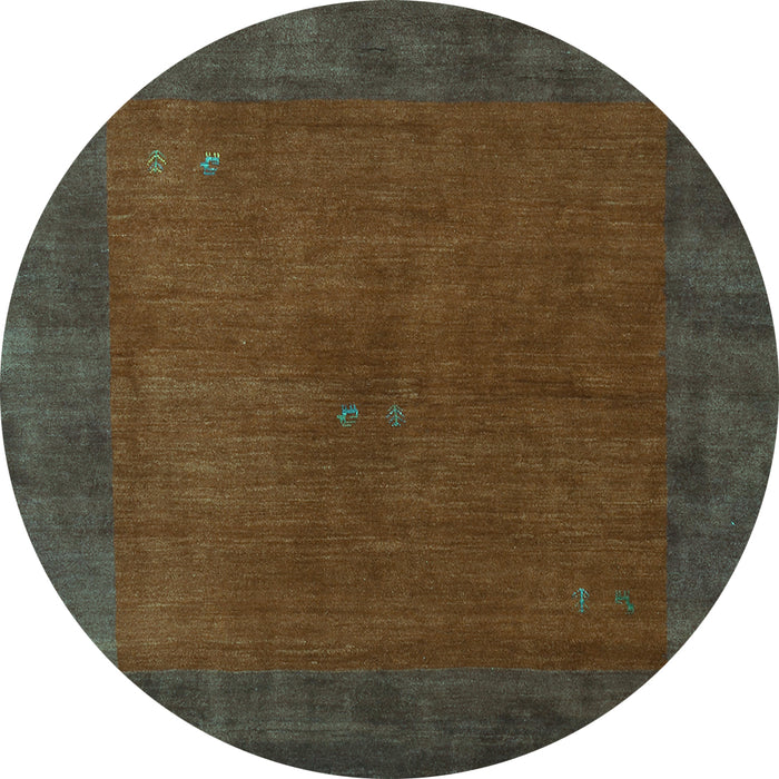 Round Machine Washable Abstract Turquoise Contemporary Area Rugs, wshcon2791turq