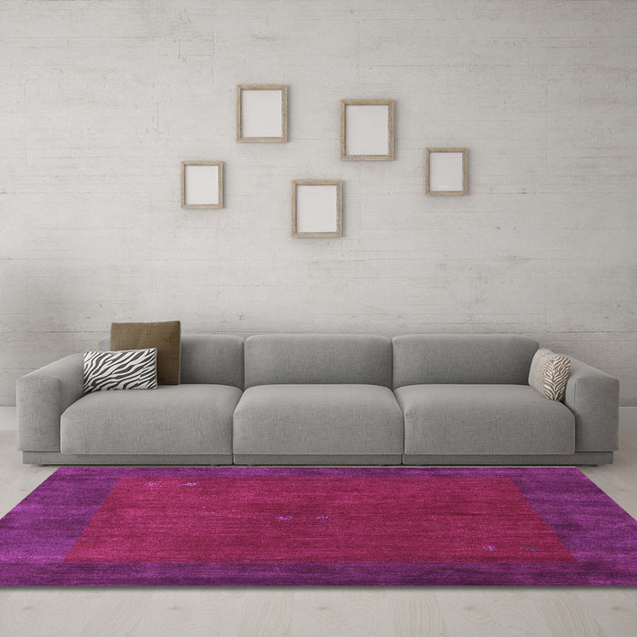 Machine Washable Abstract Purple Contemporary Area Rugs in a Living Room, wshcon2791pur