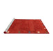 Serging Thickness of Machine Washable Contemporary Red Rug, wshcon2792