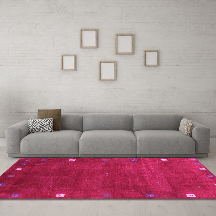 Machine Washable Abstract Pink Contemporary Rug in a Living Room, wshcon2792pnk