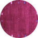 Round Machine Washable Abstract Purple Contemporary Area Rugs, wshcon2792pur