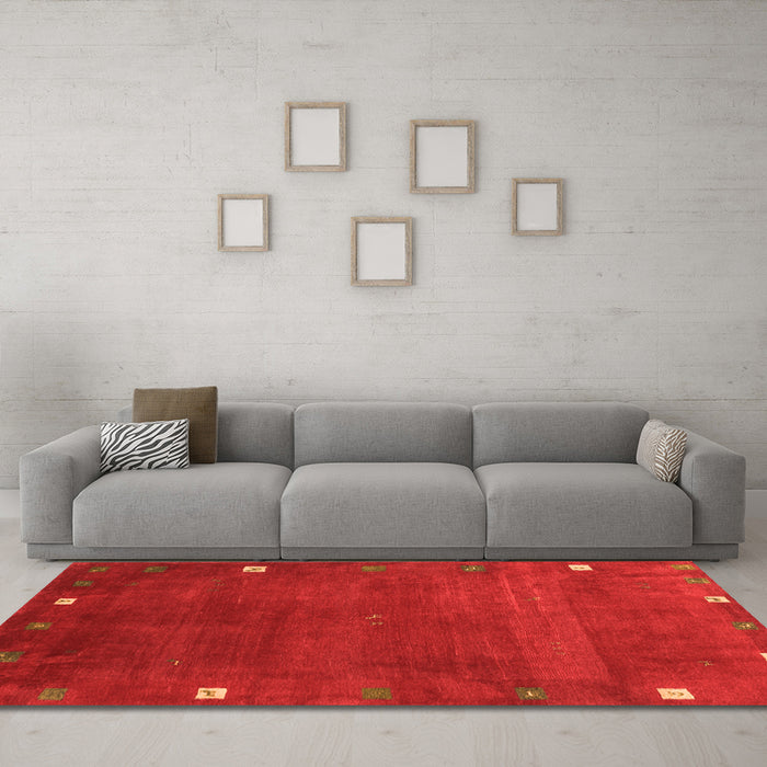 Machine Washable Abstract Orange Contemporary Area Rugs in a Living Room, wshcon2792org