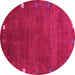 Round Abstract Pink Contemporary Rug, con2792pnk