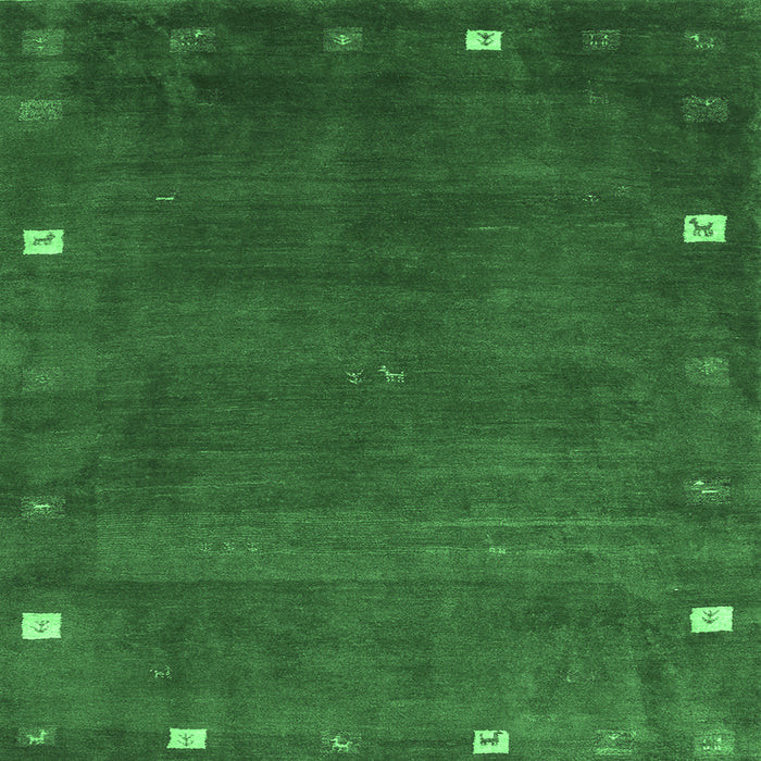 Square Abstract Emerald Green Contemporary Rug, con2792emgrn