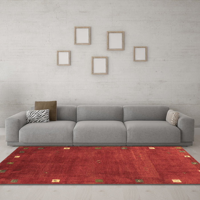 Machine Washable Abstract Brown Contemporary Rug in a Living Room,, wshcon2792brn