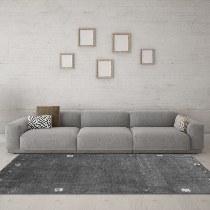 Machine Washable Abstract Gray Contemporary Rug in a Living Room,, wshcon2792gry