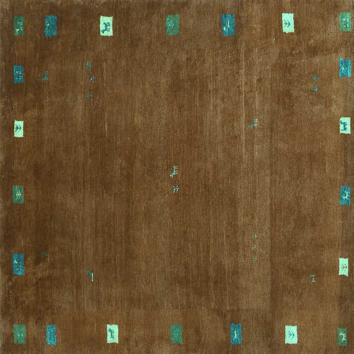 Square Machine Washable Abstract Turquoise Contemporary Area Rugs, wshcon2792turq