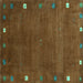 Square Machine Washable Abstract Turquoise Contemporary Area Rugs, wshcon2792turq