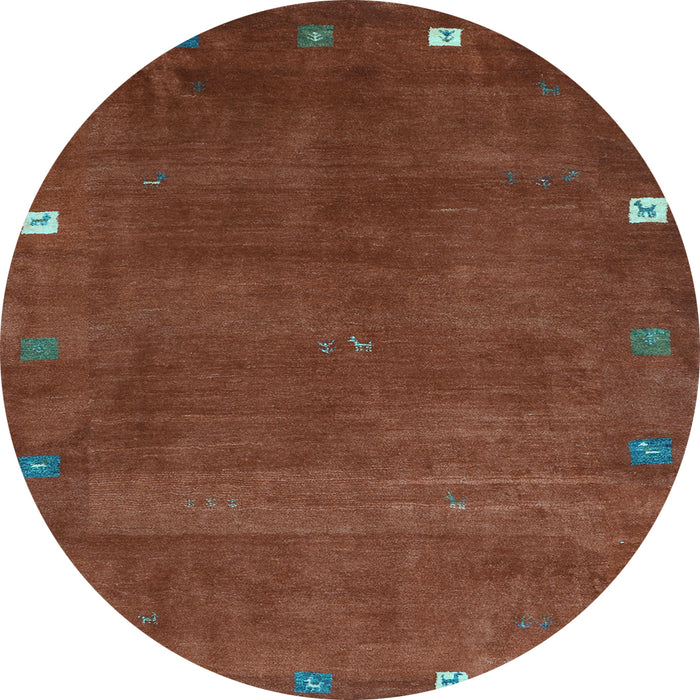 Round Abstract Light Blue Contemporary Rug, con2792lblu