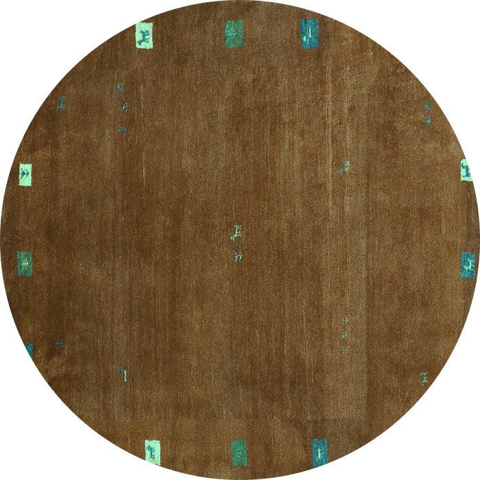 Round Machine Washable Abstract Turquoise Contemporary Area Rugs, wshcon2792turq