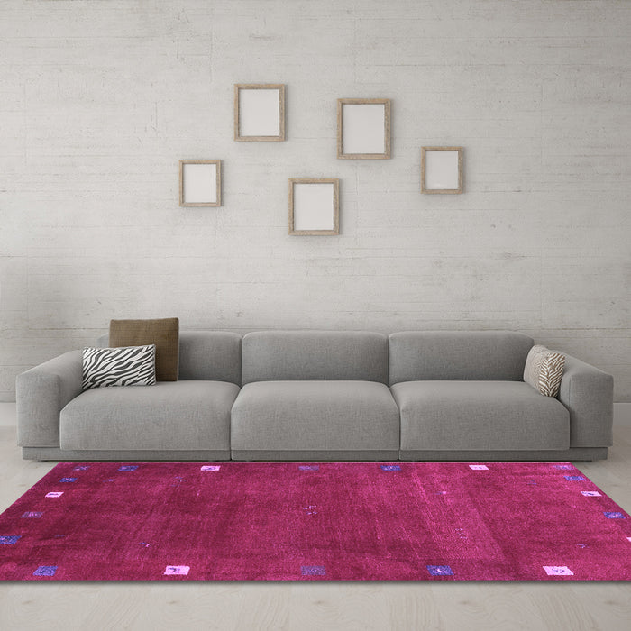 Machine Washable Abstract Purple Contemporary Area Rugs in a Living Room, wshcon2792pur