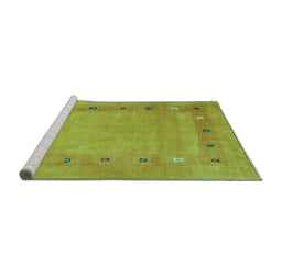 Sideview of Machine Washable Abstract Turquoise Contemporary Area Rugs, wshcon2793turq