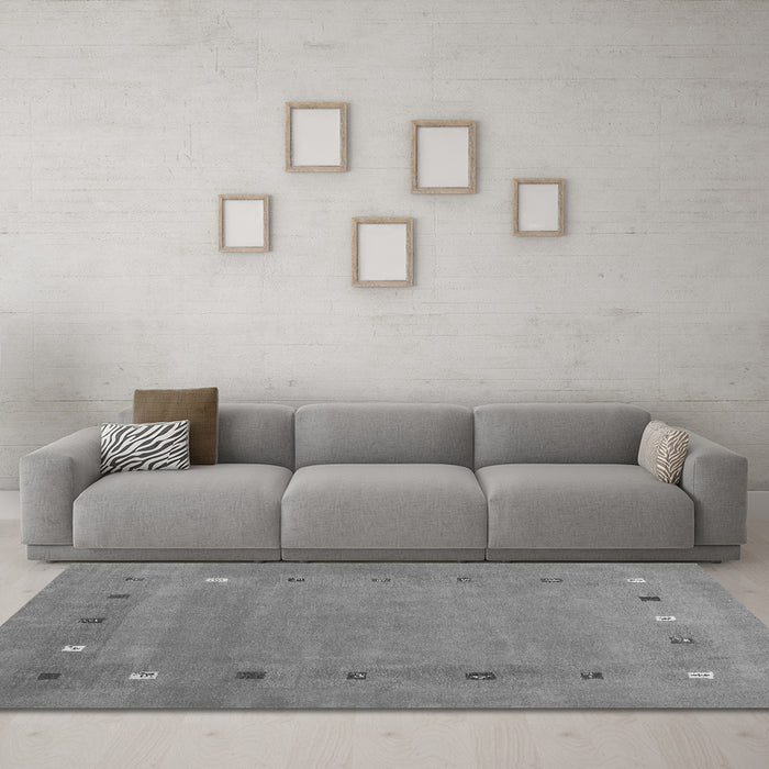 Machine Washable Abstract Gray Contemporary Rug in a Living Room,, wshcon2793gry