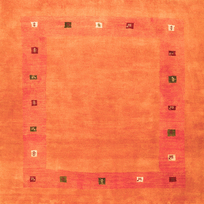 Round Machine Washable Abstract Orange Contemporary Area Rugs, wshcon2793org