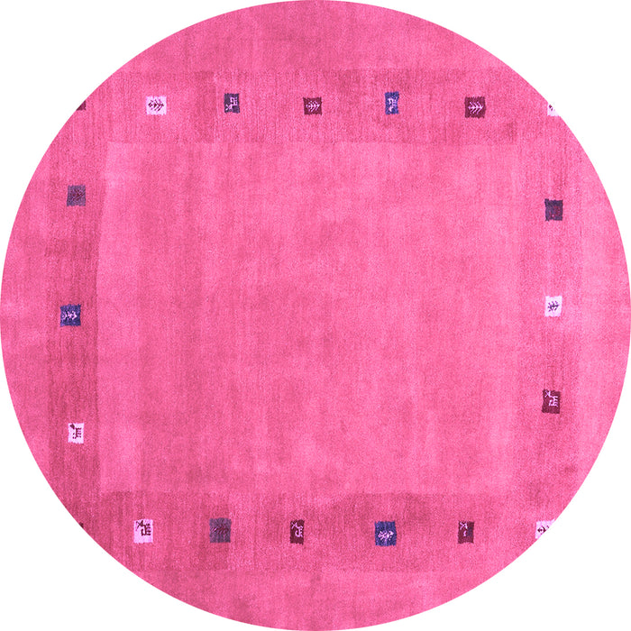 Round Machine Washable Abstract Purple Contemporary Area Rugs, wshcon2793pur