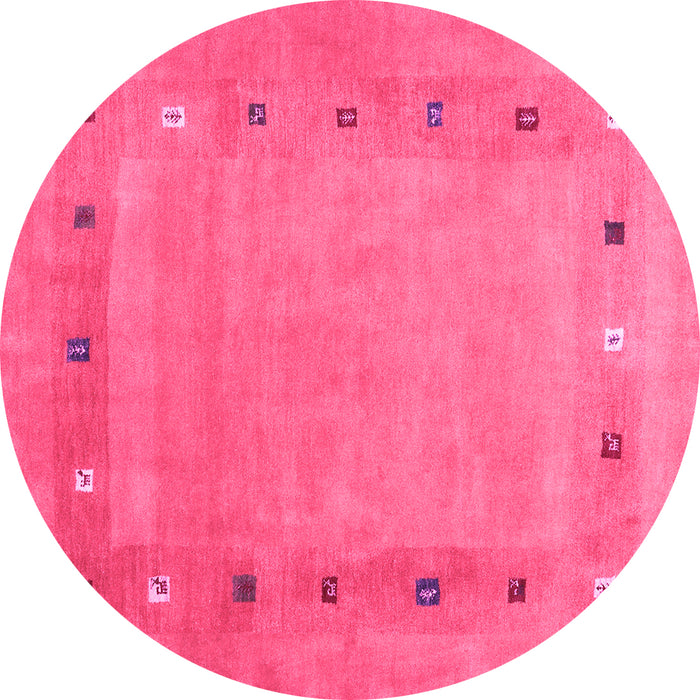 Round Abstract Pink Contemporary Rug, con2793pnk