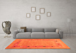 Machine Washable Abstract Orange Contemporary Area Rugs in a Living Room, wshcon2793org