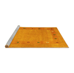 Sideview of Machine Washable Abstract Yellow Contemporary Rug, wshcon2793yw