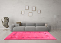 Machine Washable Abstract Pink Contemporary Rug, wshcon2793pnk