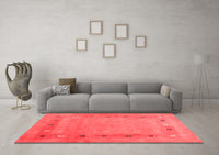 Machine Washable Abstract Red Contemporary Rug, wshcon2793red