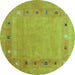 Round Abstract Turquoise Contemporary Rug, con2793turq