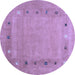 Round Abstract Blue Contemporary Rug, con2793blu