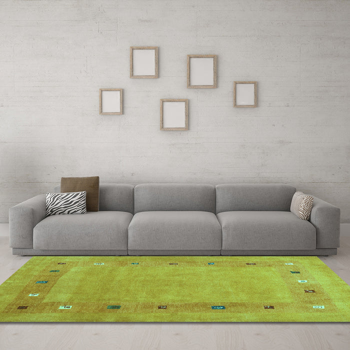Machine Washable Abstract Turquoise Contemporary Area Rugs in a Living Room,, wshcon2793turq
