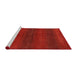 Serging Thickness of Machine Washable Contemporary Red Rug, wshcon2794