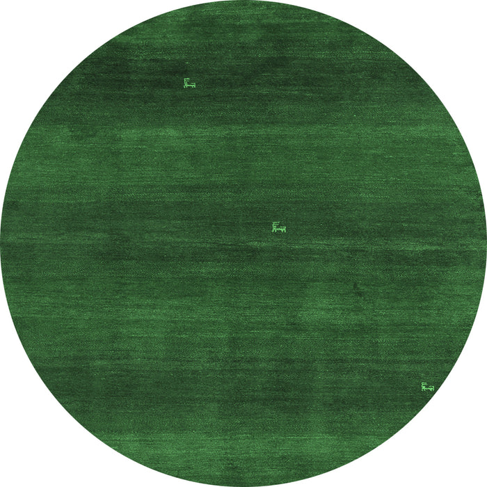 Round Machine Washable Abstract Emerald Green Contemporary Area Rugs, wshcon2794emgrn