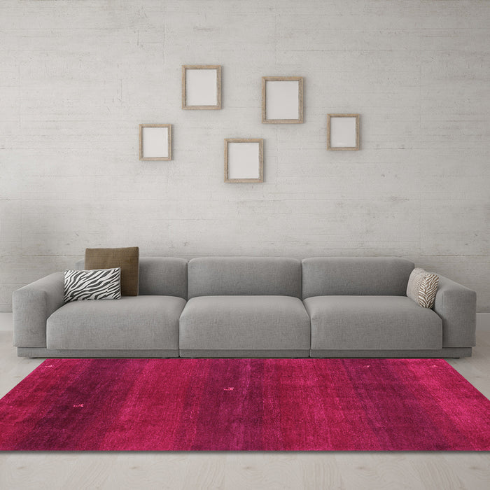 Machine Washable Abstract Pink Contemporary Rug in a Living Room, wshcon2794pnk