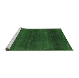Sideview of Machine Washable Abstract Emerald Green Contemporary Area Rugs, wshcon2794emgrn