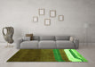 Machine Washable Abstract Green Contemporary Area Rugs in a Living Room,, wshcon2795grn