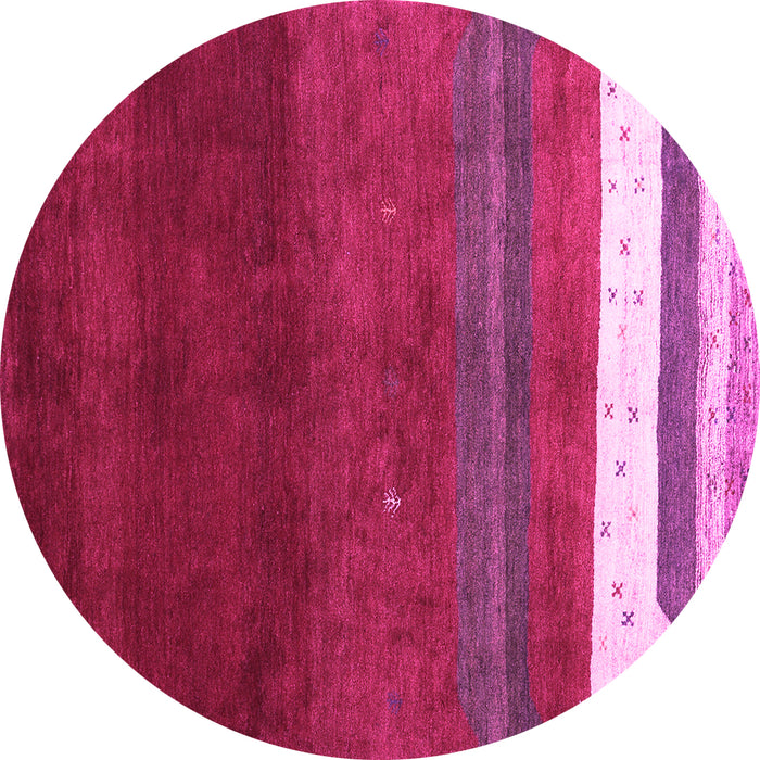 Round Machine Washable Abstract Pink Contemporary Rug, wshcon2795pnk