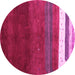 Round Machine Washable Abstract Pink Contemporary Rug, wshcon2795pnk