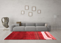 Machine Washable Abstract Red Contemporary Rug, wshcon2795red