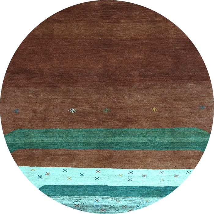 Round Abstract Light Blue Contemporary Rug, con2795lblu