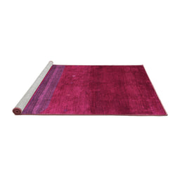 Sideview of Machine Washable Abstract Pink Contemporary Rug, wshcon2795pnk