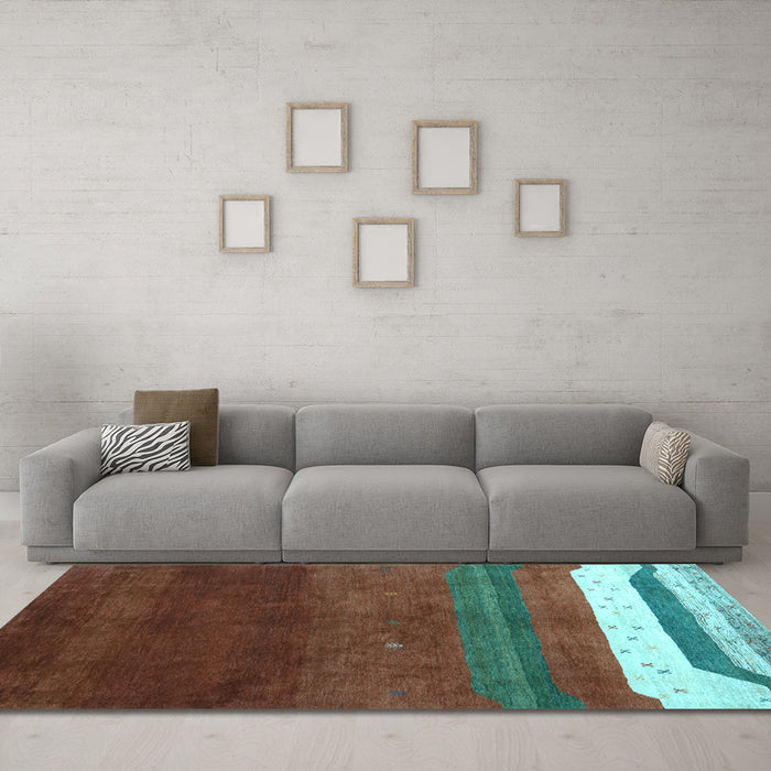 Machine Washable Abstract Light Blue Contemporary Rug in a Living Room, wshcon2795lblu