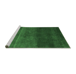 Sideview of Machine Washable Abstract Emerald Green Contemporary Area Rugs, wshcon2795emgrn