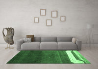 Machine Washable Abstract Emerald Green Contemporary Rug, wshcon2795emgrn