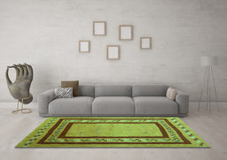 Machine Washable Abstract Turquoise Contemporary Area Rugs in a Living Room,, wshcon2796turq